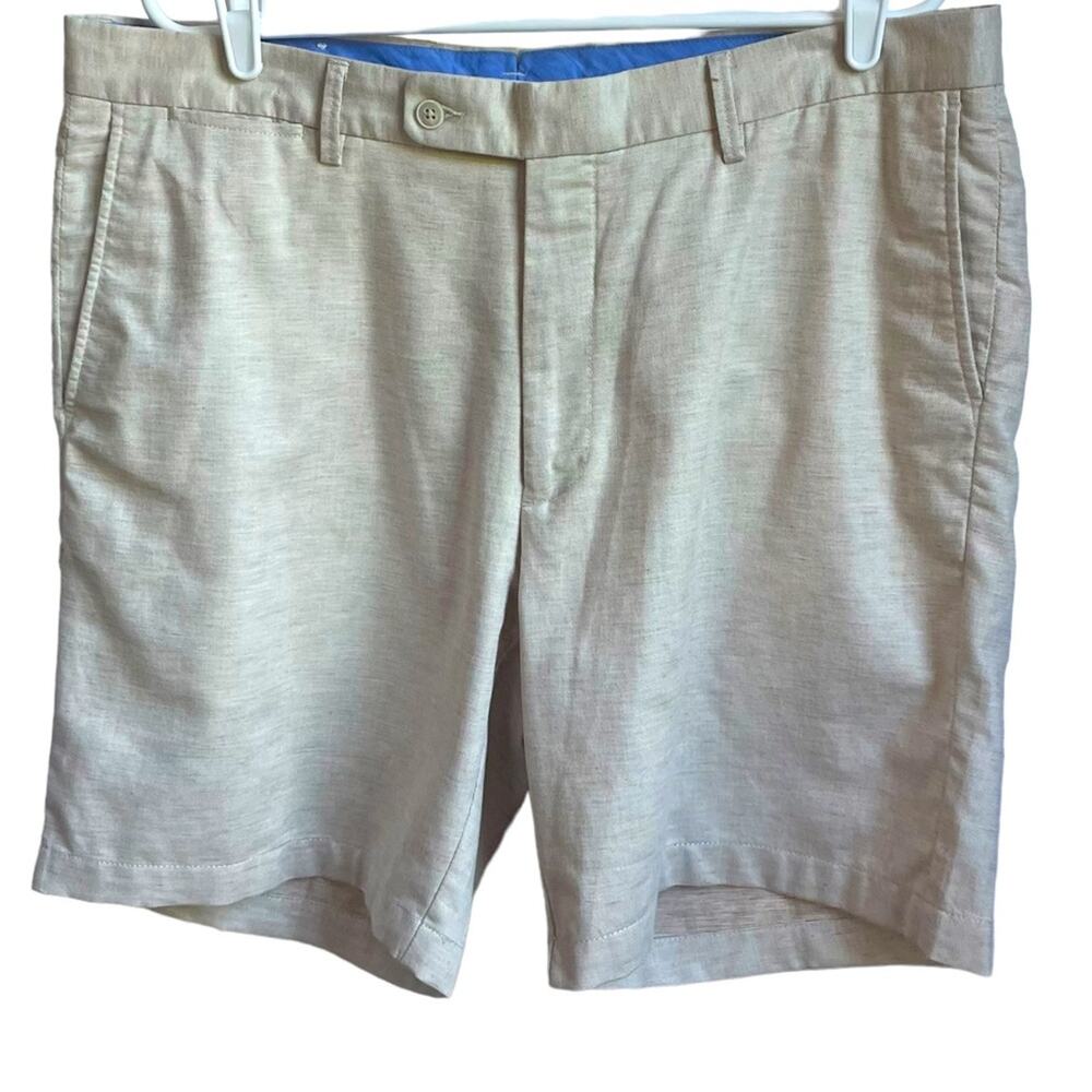 Men's Peter Millar Crown Cool Zip Front Cotton Linen Blend 8" Casual Short sz 38